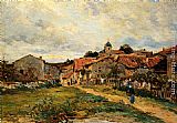 Edmond Marie Petitjean The Village Road painting